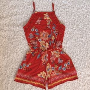 Girls Tropical Floral Romper